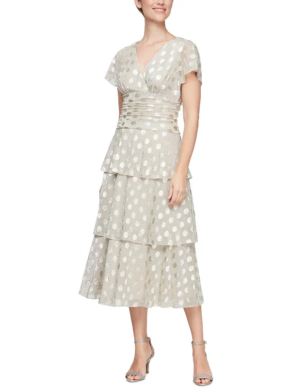 Save Money, Shop Happy!Womens Metallic Midi Cocktail and Party Dress