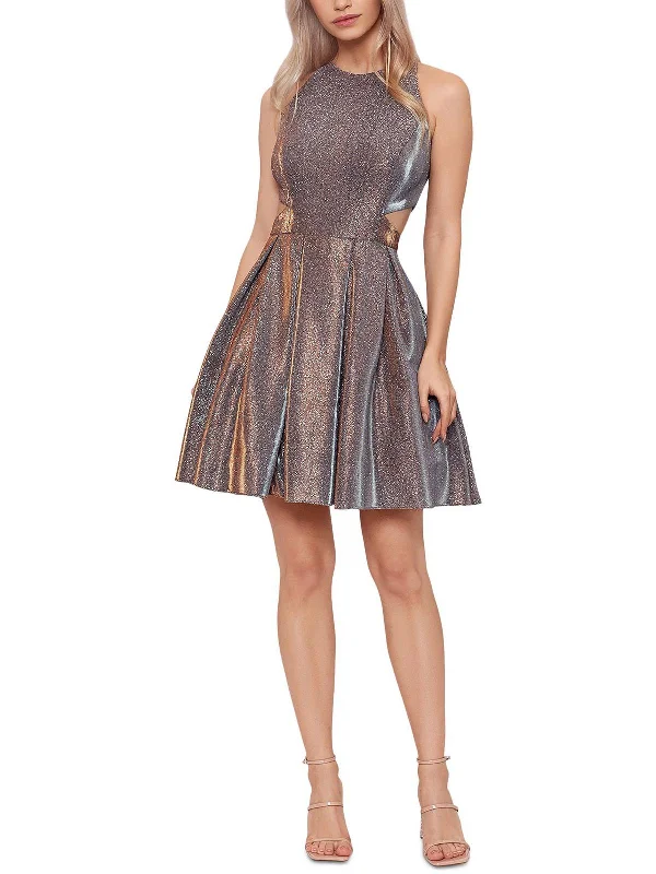 Huge Savings – Act Now!Womens Metallic Mini Cocktail and Party Dress
