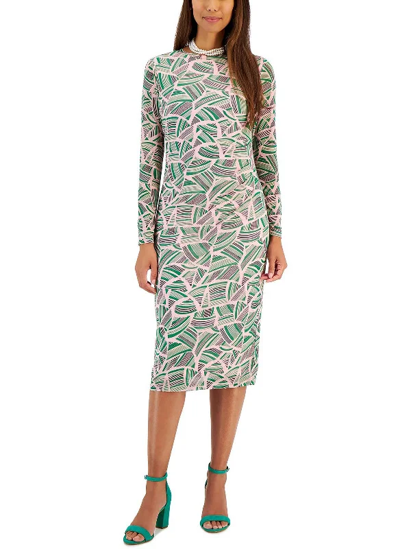 Best Price of the Season!Womens Printed Pleated Sheath Dress