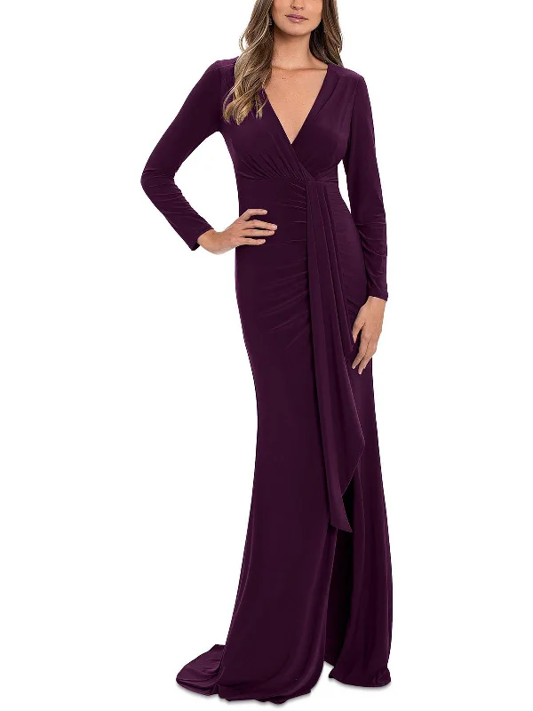 Save Like Never Before!Womens Ruched Long Evening Dress