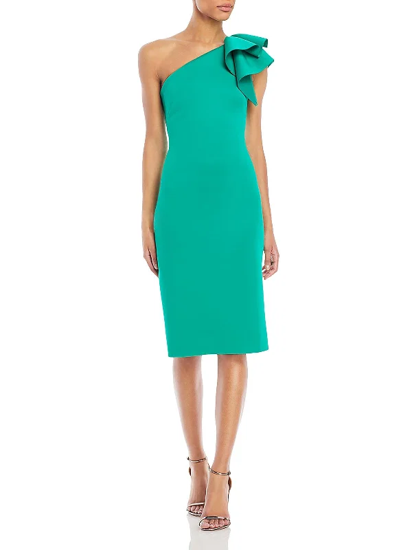 Stock Up and Save!Womens Ruffled One Shoulder Cocktail Dress