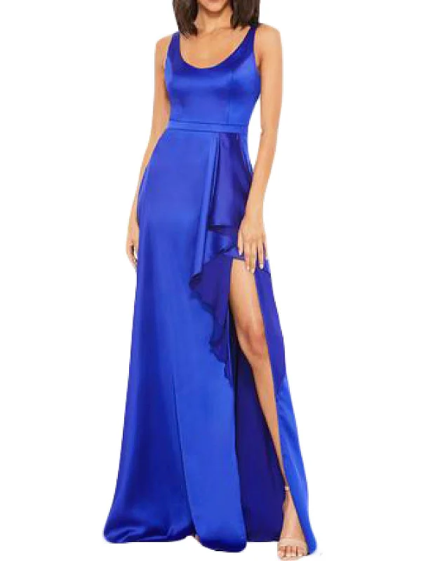 Steals and Deals Await!Womens Satin Ruffle Evening Dress
