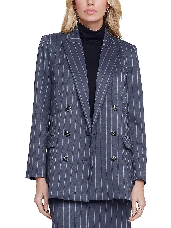 Save Like Never Before!Aimee Womens Pinstripe Suit Separate Double-Breasted Blazer