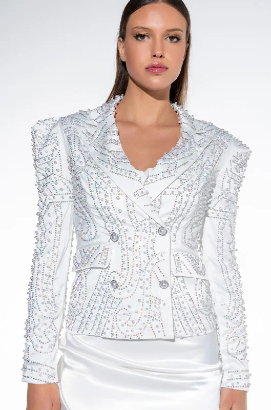 Enjoy Huge Discounts Now!ALL THAT GLITTERS PEARL EMBELLISHED BLAZER