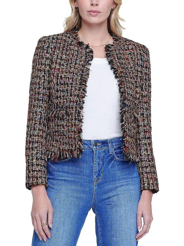 Every Deal is a Steal!Angelina Womens Metallic Tweed Open-Front Blazer
