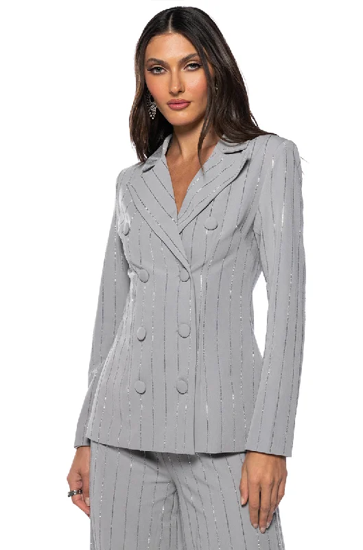 Special Offer – Act Fast!BE ABOUT IT PINSTRIPE BLAZER