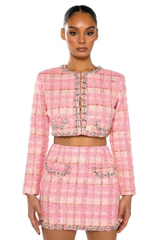 Shop More, Spend Less!BEND AND SNAP TWO PIECE TWEED BLAZER MINI SKIRT SET