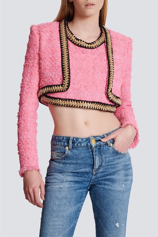 Get More for Less!Betty Tweed Chain Cropped Jacket