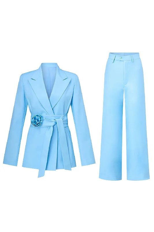 Every Deal is a Steal!Blue Peak Lapel 2 Piece Women's Suits with Belt