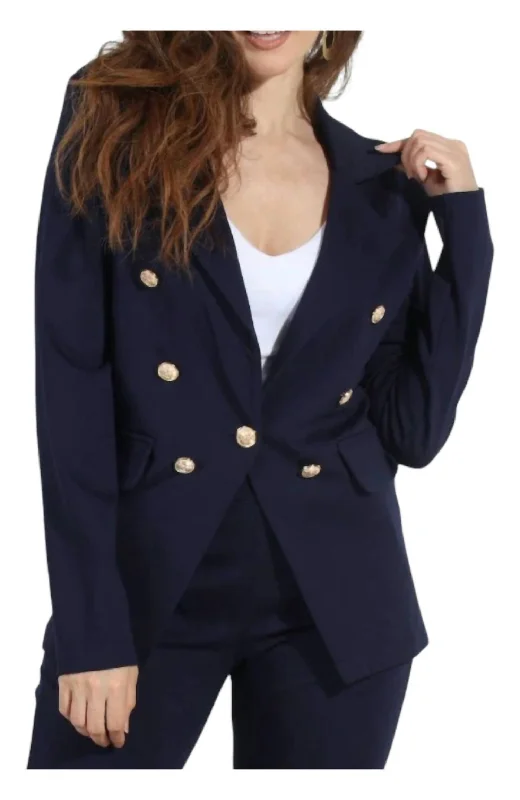 Buy One, Get One Free!Button Ponti Blazer In Navy Ponti