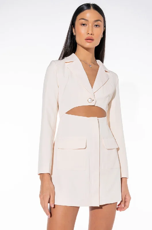 Best Offers of the Month!CAN'T BE WITHOUT ME MINI BLAZER DRESS WITH CUT OUT WHITE