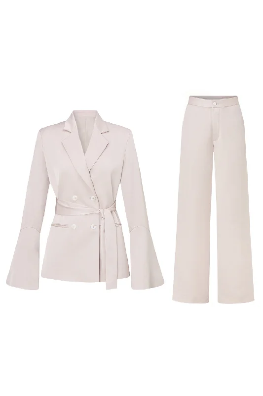Great Deals, Just for You!Champagne Double Breasted 2 Piece Women's Suits with Belt