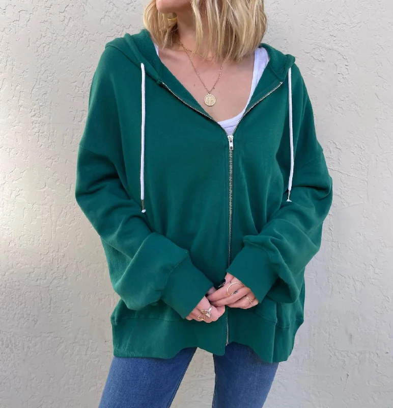 Exclusive Deals Just for You!Cotton Fleece Zip Up Hoodie In Green