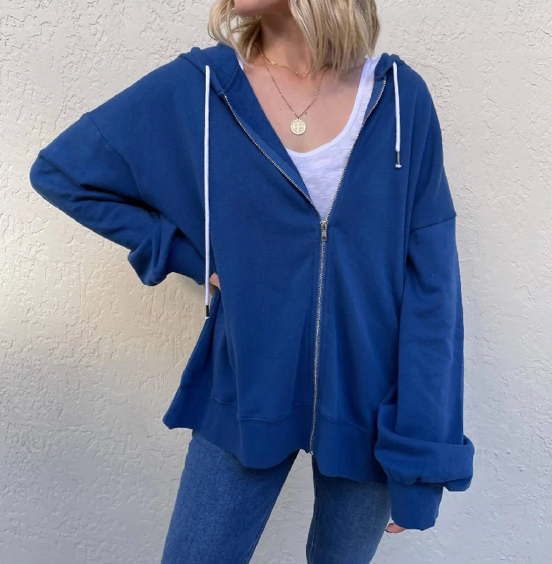 The Sale You’ve Been Waiting For!Cotton Fleece Zip Up Hoodie In Navy