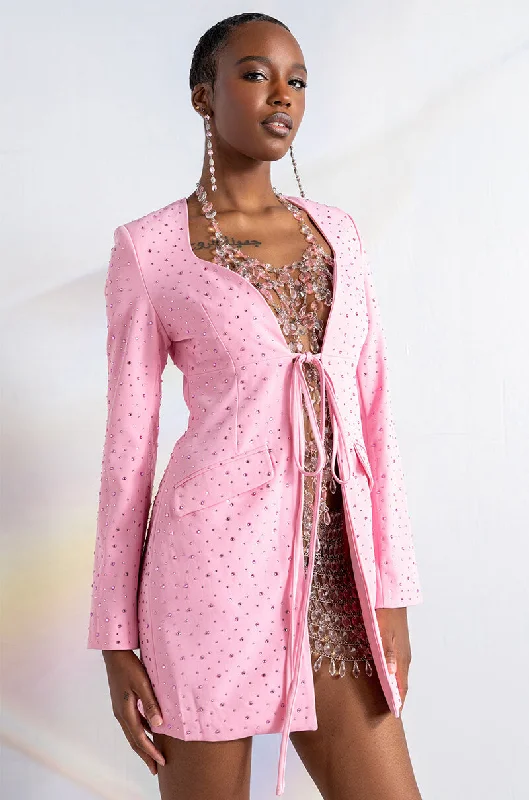 Limited Time Offer!DEEP PLUNGE TIE FRONT BDAY BLAZER