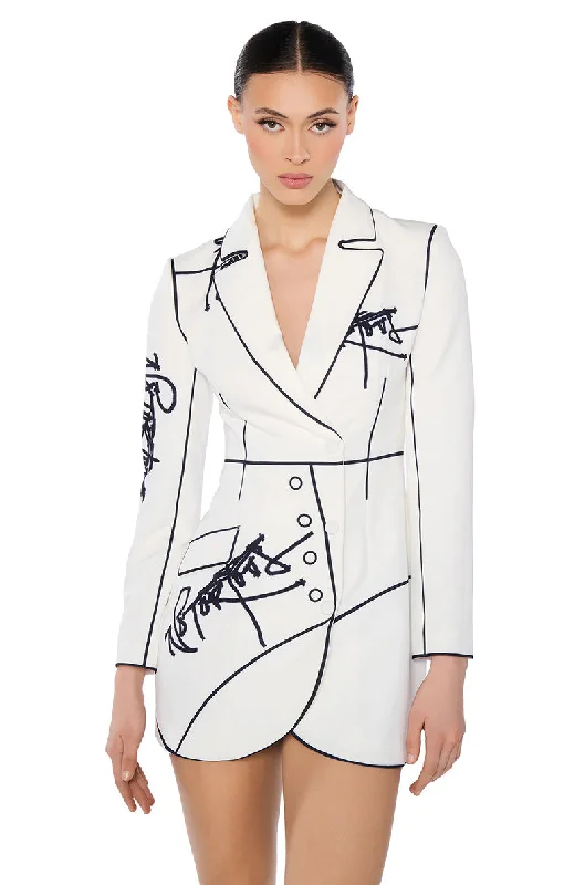 Exclusive Savings This Week!ELLIS OUTLINED BLAZER MINI DRESS IN WHITE