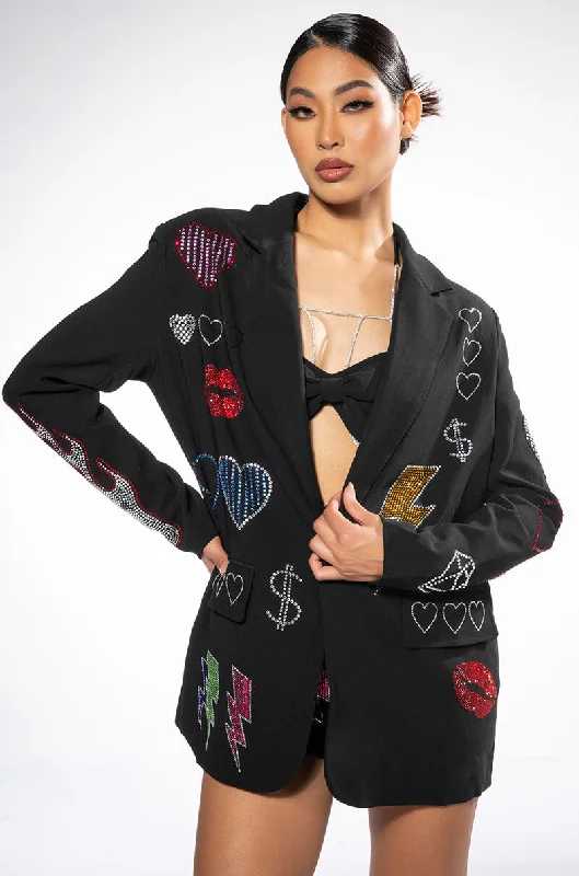 Score Huge Discounts Today!FLASHING LIGHTS EMBELLISHED BLAZER
