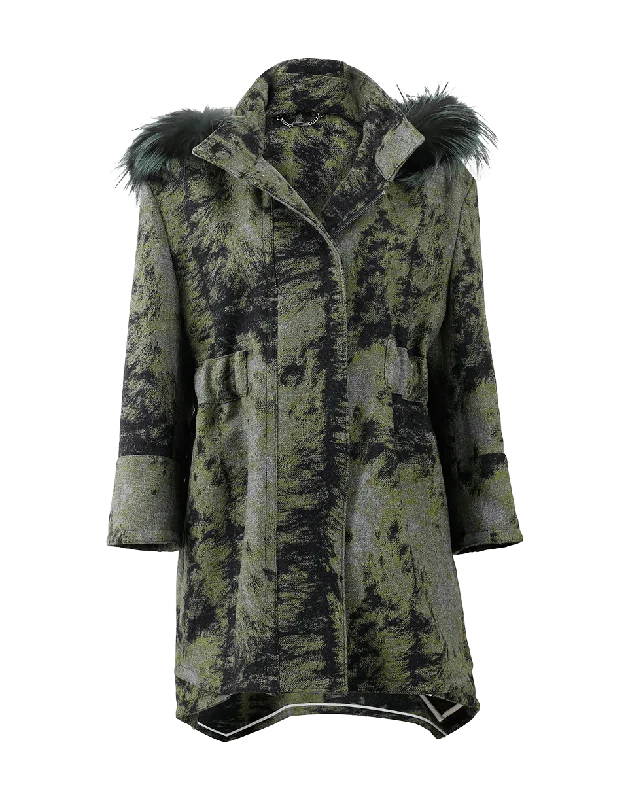 Save More Than Ever!Fur Trim Hooded Illusion Coat