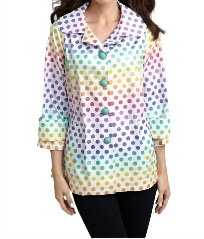 Everything Must Go!Get Spotted Rain Jacket In White Multi
