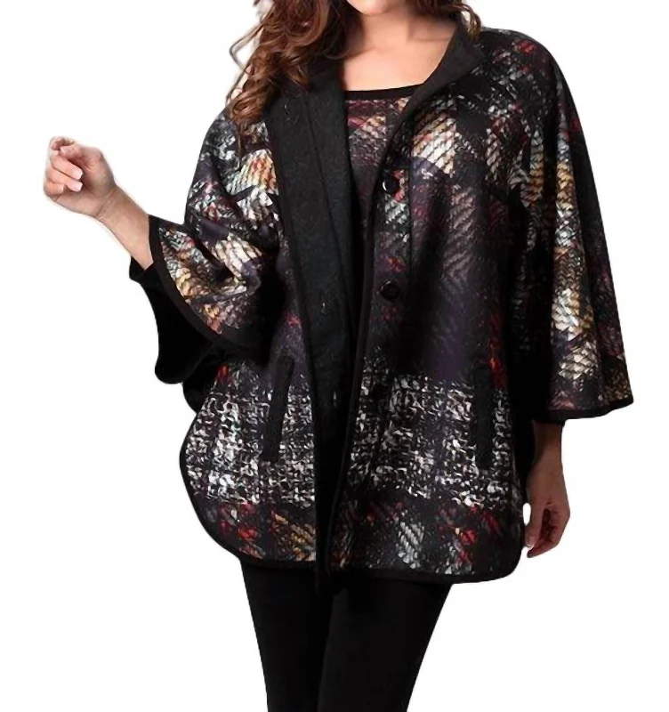 Score Huge Discounts Today!Graphic Cocoon Cape In Black Multi