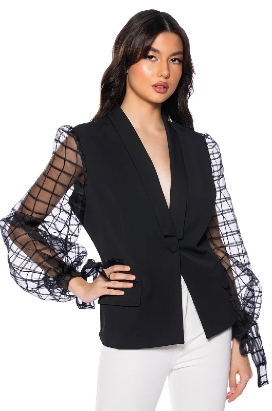 Best Offers of the Month!I'LL BE HERE SHEER ARM BLAZER