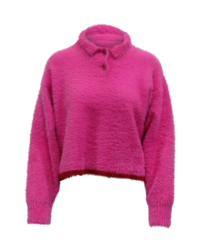 Hottest Discounts of the Year!Jacquemus Le Polo Neve Textured Jumper in Pink Polyamide