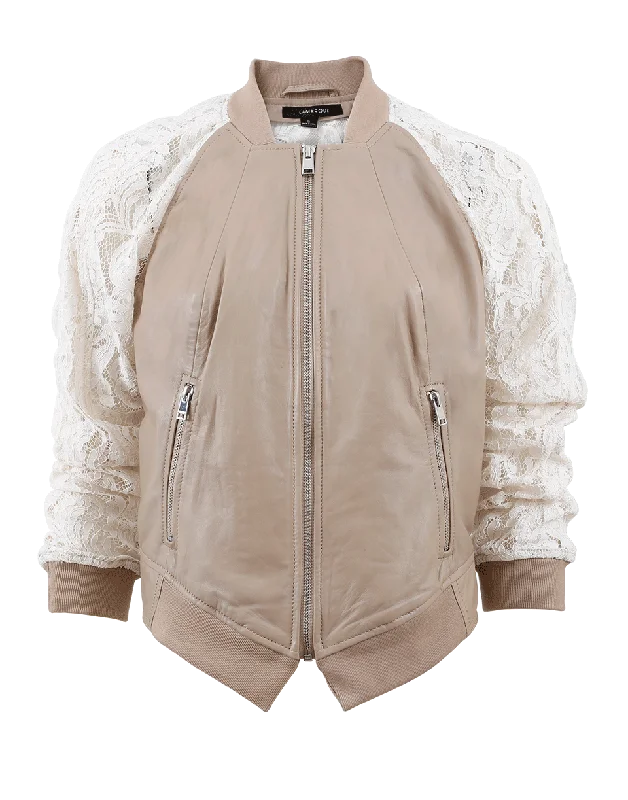 Save Money, Shop Happy!Lace Sleeve Bomber Jacket