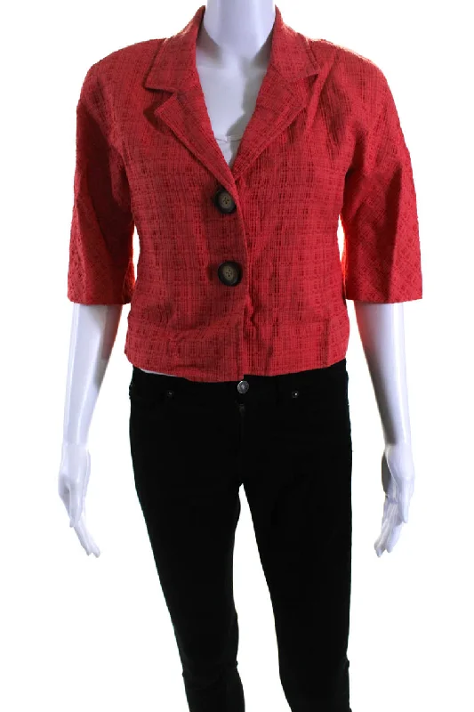 Hurry! While Supplies Last!Lafayette 148 New York Women's Short Sleeves Collared Line Blazer Orange Hurry! While Supplies Last!Lafayette 148 New York Women's Short Sleeves Collared Line Blazer Orange