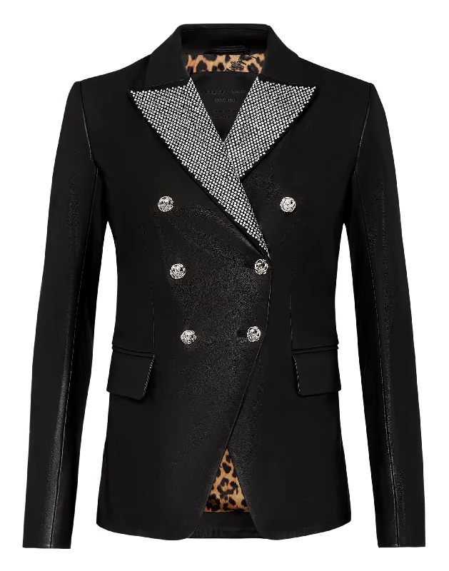 Hot Deals You Can’t Resist!Leather Blazer Crystal