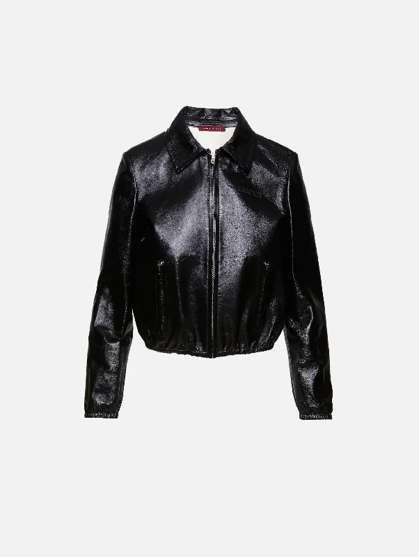 More Discounts, More Joy!Logo Leather Jacket