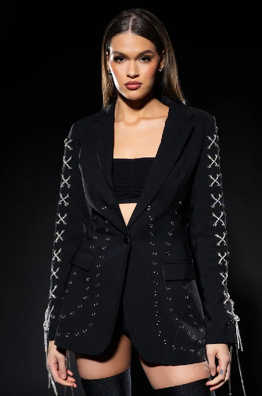 Score Big Savings Today!LOVE ME TRUE EMBELLISHED BLAZER