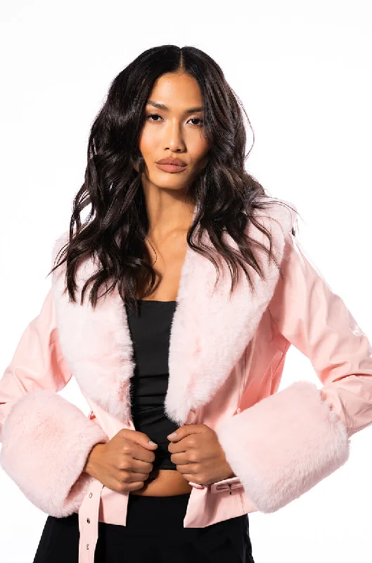 Get Ready to Save!MADDIE Y2K BLACK FUR TRIM BLAZER