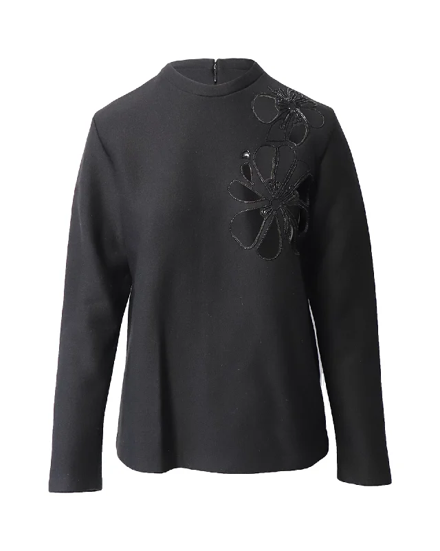 The Best Deals Won’t Wait!Marni Cut-Out Long Sleeve Sweater in Black Wool