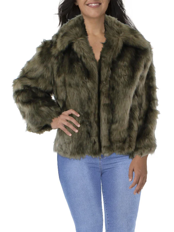The Sale You’ve Been Waiting For!Moon Womens Long Sleeves Open Front Faux Fur Coat