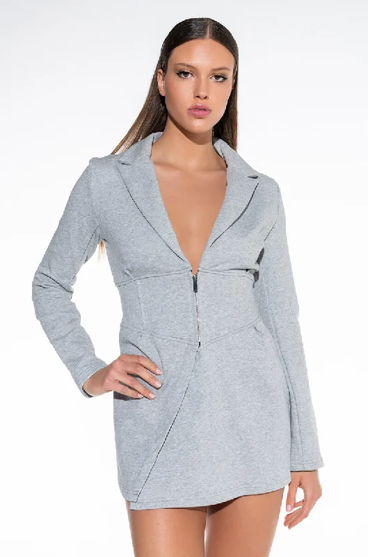 More Discounts, More Joy!NO SLEEP BLAZER DRESS HEATHER GREY