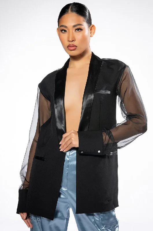 Act Fast – Limited Time Savings!OLIVIER SHEER MIX MEDIA BLAZER