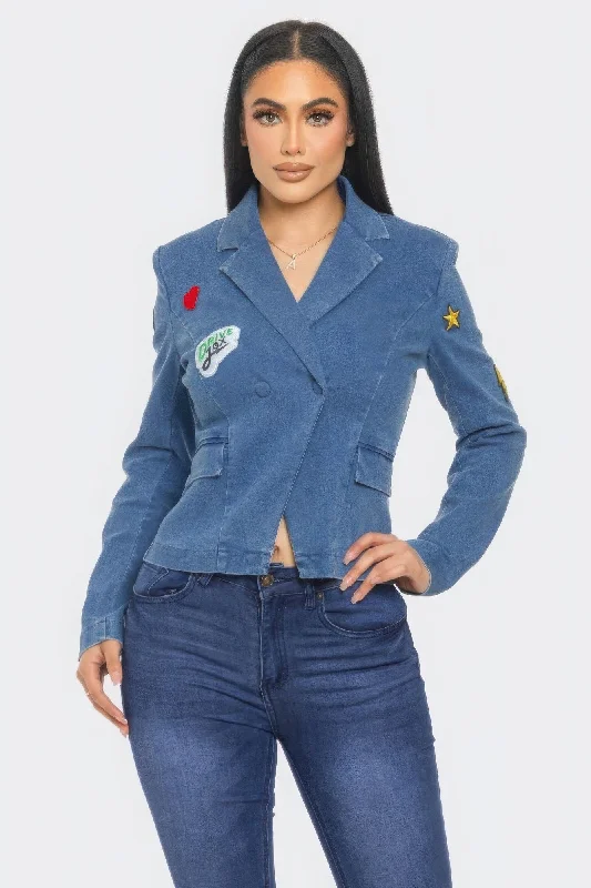 Crazy Discounts Inside!Patch It Up Denim Blazer Jacket