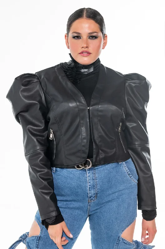 Unmissable Offers Await!PLUS AZALEA WANG PUFF SLEEVE MOTO BLAZER