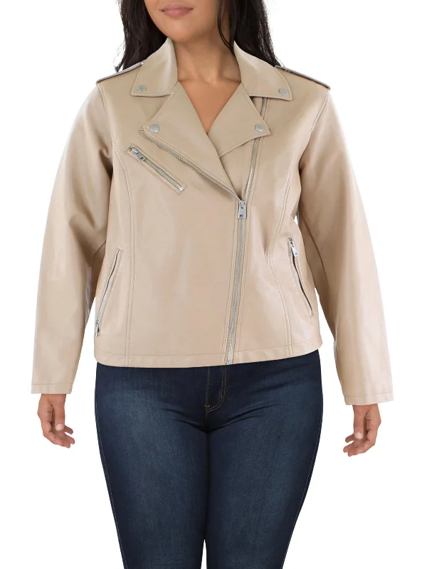 Grab Yours Before It’s Too Late!Plus Womens Faux Leather Moto Leather Jacket