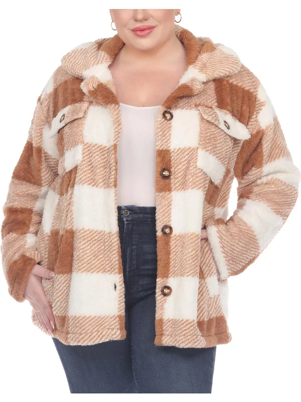 Seasonal Sale – Shop Now!Plus Womens Shacket Faux Fur Shirt Jacket