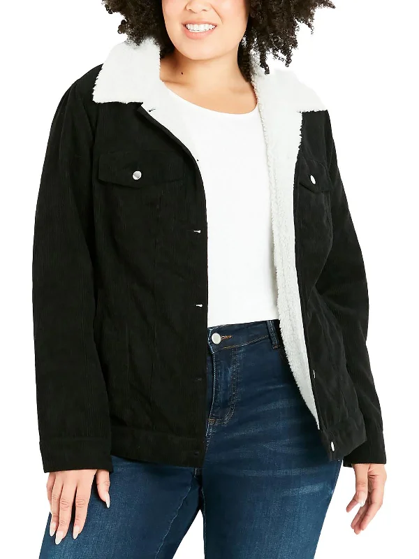 Price Drop Alert!Plus Womens Shearling Warm Trucker Jacket