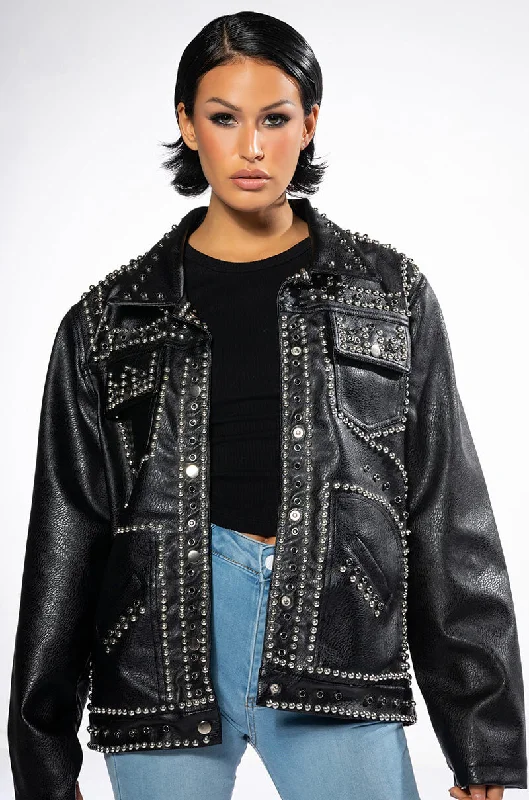 Your Wallet Will Thank You!PU SHACKET WITH STUDS
