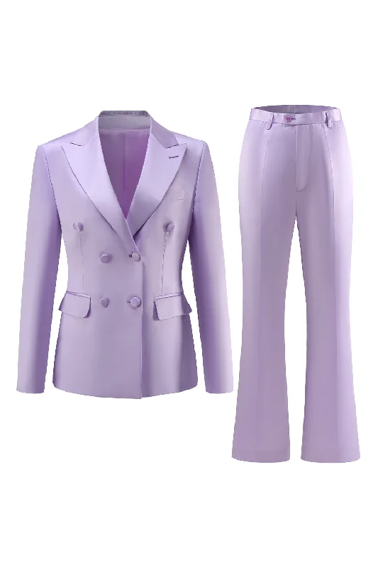 Don’t Wait – Shop Today!Purple Peak Laple Satin Double Breasted 2 Pieces Women Suits
