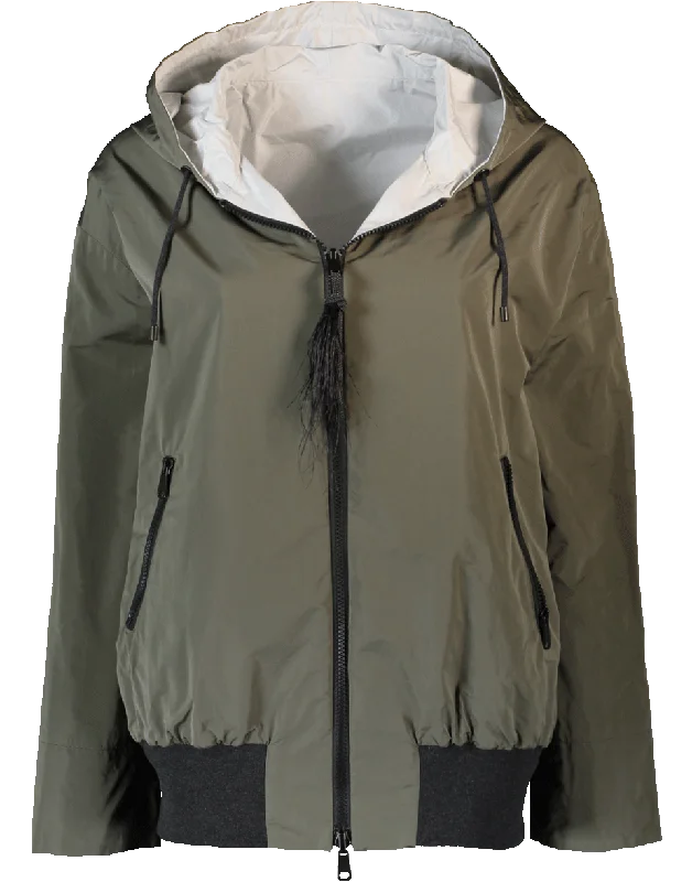 Hot Deals You Can’t Resist!Reversible Hooded Taffeta Bomber