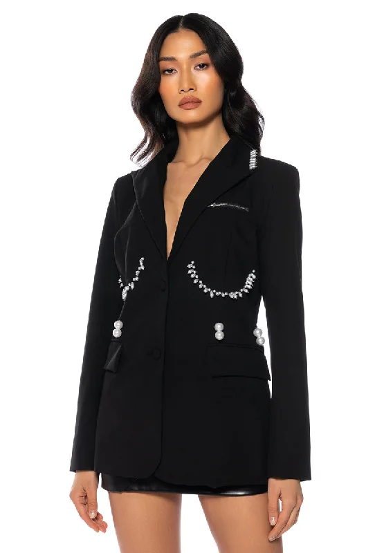 New Discounts Just Dropped!ROMANCE ME PEARL EMBELLISHED BLAZER