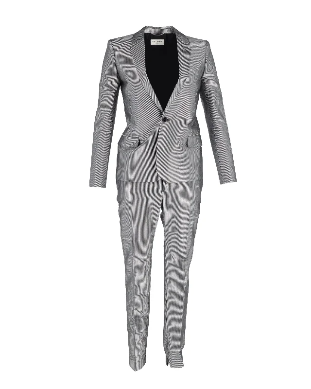 Snag the Best Prices Now!Saint Laurent Pinstripe Suit Set in Silver Polyester