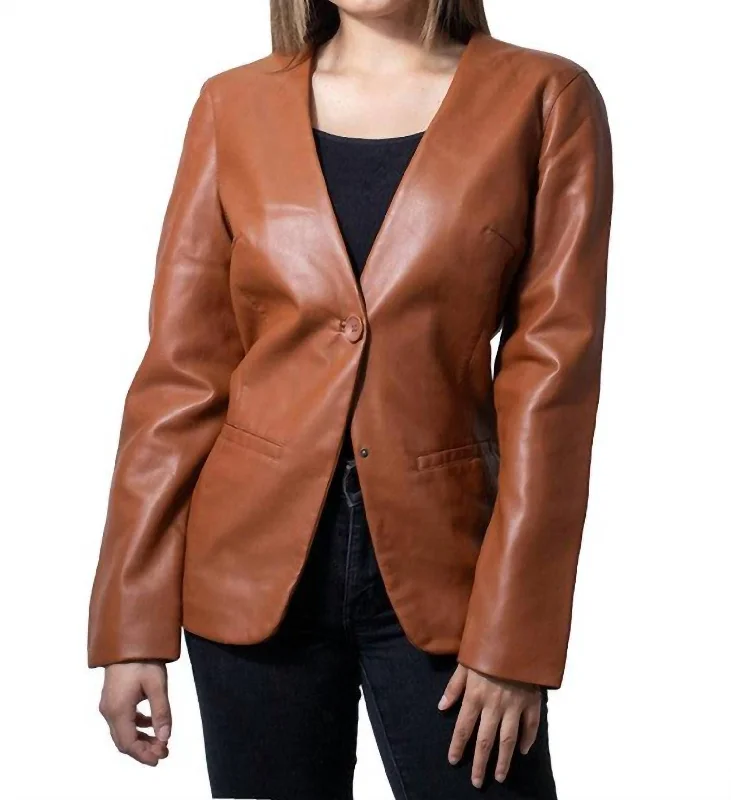 Hurry! While Supplies Last!Single-Button V-Neck Blazer In Brown