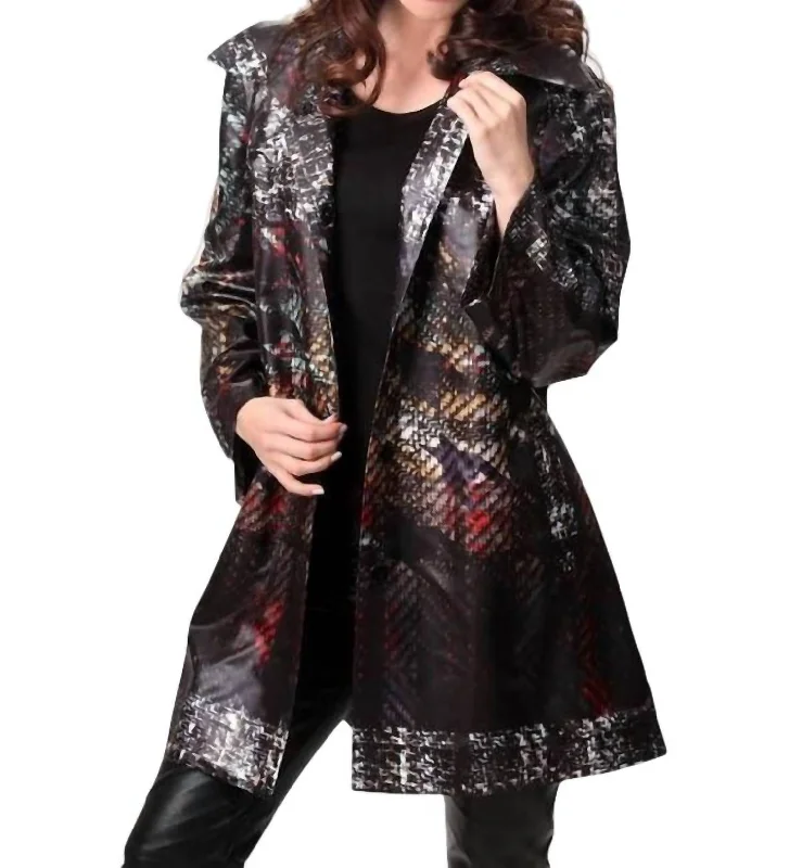 Your Wallet Will Thank You!Snap-Front Rain Jacket In Black Multi