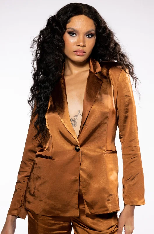 Only a Few Left – Order Now!STAY RADIANT SATIN BLAZER