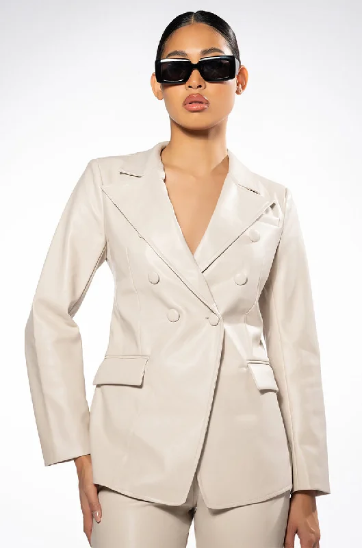 Flash Deals – Act Quickly!TE QUIERO VEGAN LEATHER OPEN BACK BLAZER